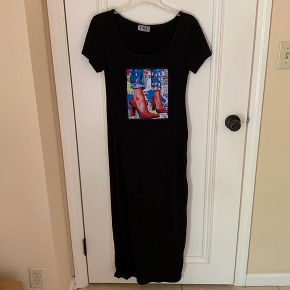 TMG T-shirt black maxi dress skin hugging with neat design size S - Picture 1 of 6